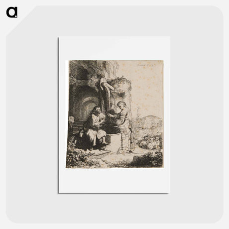 アートポストカード-Christ and the Woman of Samaria: Among Ruins - レンブラント ファン レイン Postcard.