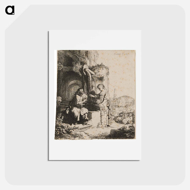 アートポストカード-Christ and the Woman of Samaria: Among Ruins - レンブラント ファン レイン Postcard.