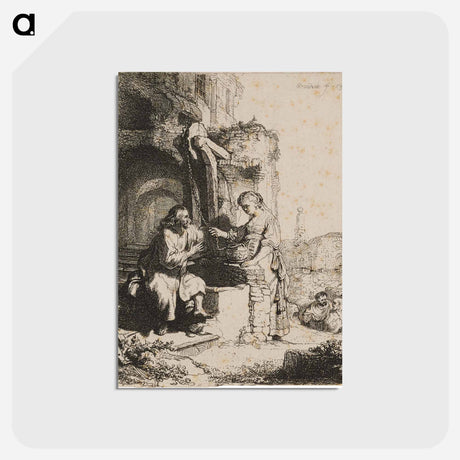 アートポストカード-Christ and the Woman of Samaria: Among Ruins - レンブラント ファン レイン Postcard.