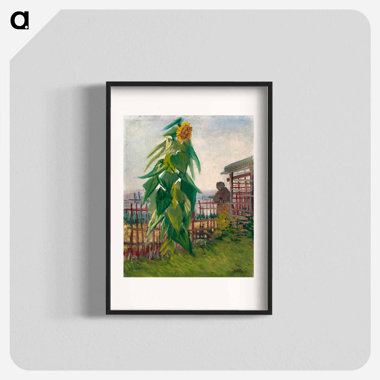 Allotment with Sunflower - フィンセント ファン ゴッホ Poster.