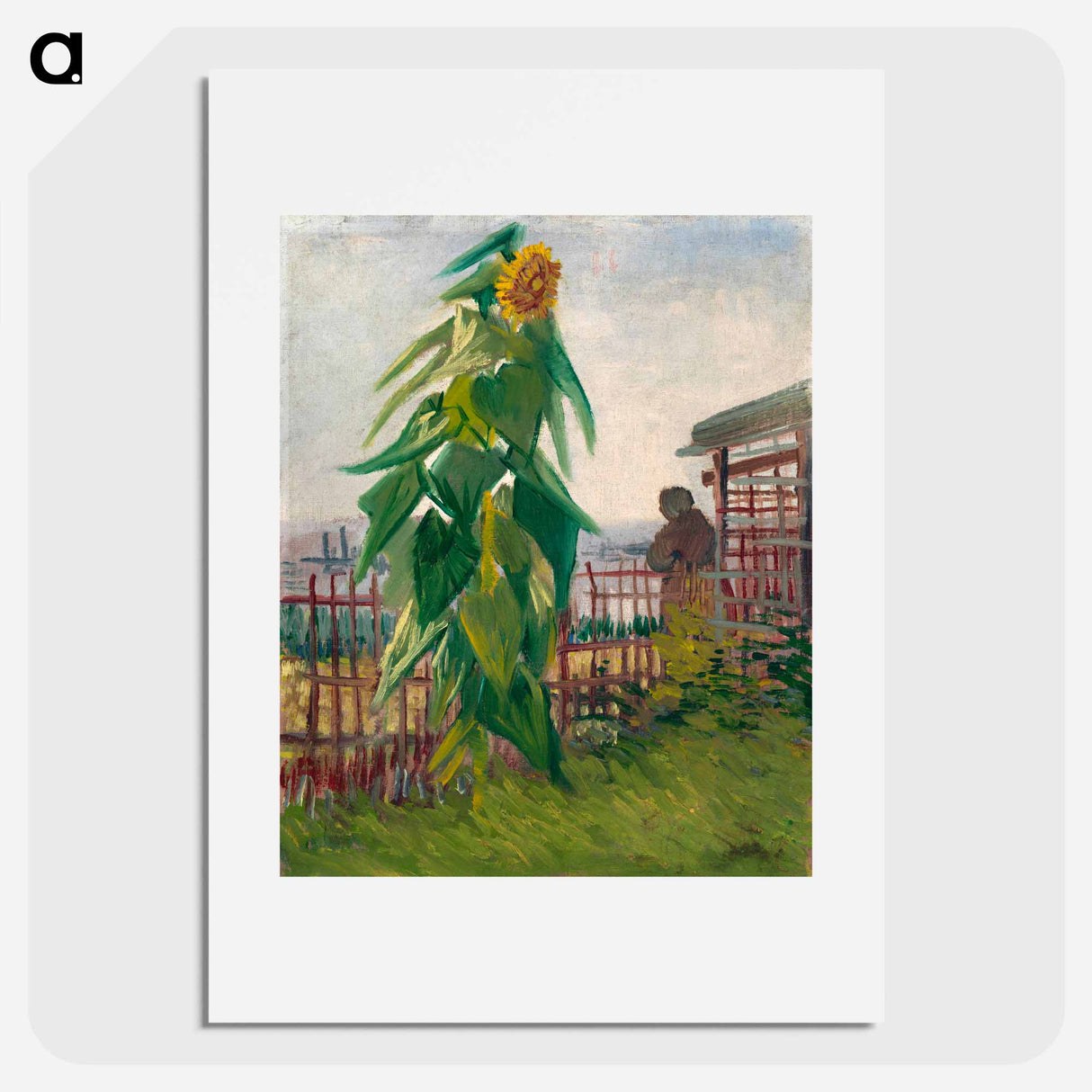 Allotment with Sunflower - フィンセント ファン ゴッホ Poster.