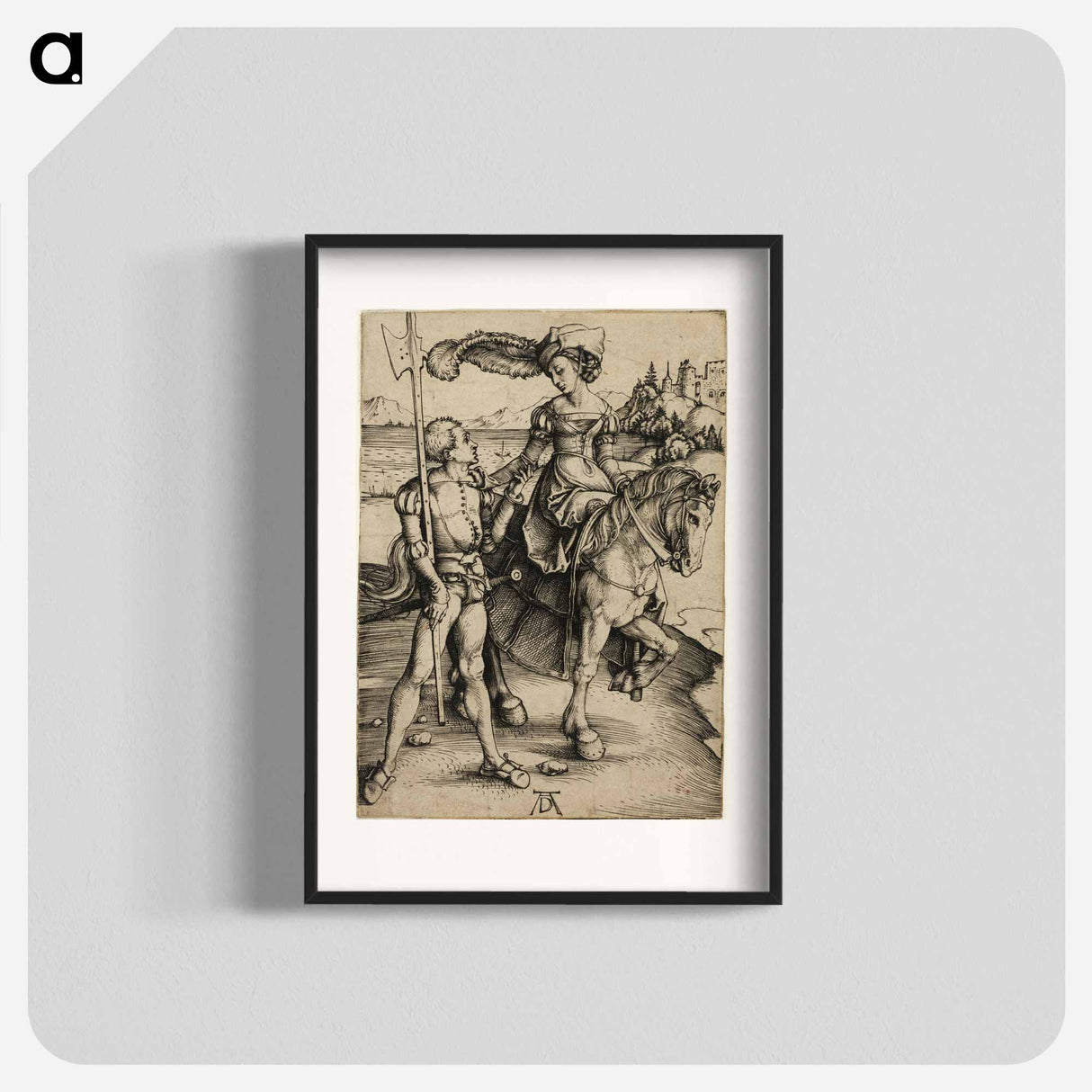 アートポスター-Lady on Horseback and Landsknecht - アルブレヒト デューラー Poster.