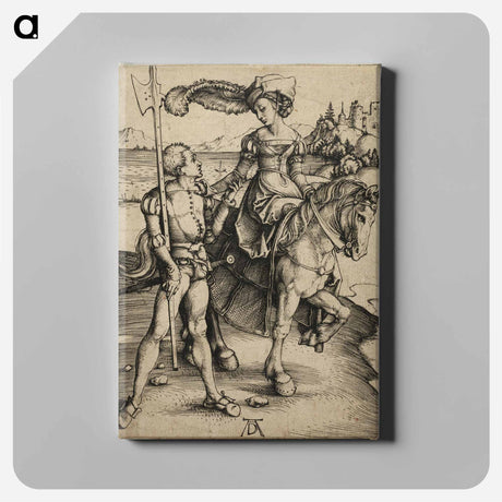 アートパネル-Lady on Horseback and Landsknecht - アルブレヒト デューラー Canvas.