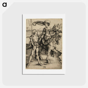 アートポストカード-Lady on Horseback and Landsknecht - アルブレヒト デューラー Postcard.