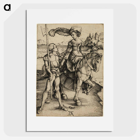 アートポスター-Lady on Horseback and Landsknecht - アルブレヒト デューラー Poster.