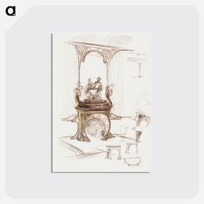 アートポストカード-Sketch for a fireplace - アルフォンス ミュシャ Postcard.