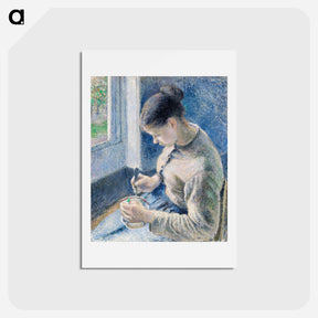アートポストカード-Young Peasant Having Her Coffee - カミーユ ピサロ Postcard.
