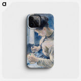 Young Peasant Having Her Coffee - Camille Pissarro Phone Case.