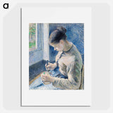 Young Peasant Having Her Coffee - Camille Pissarro Poster.