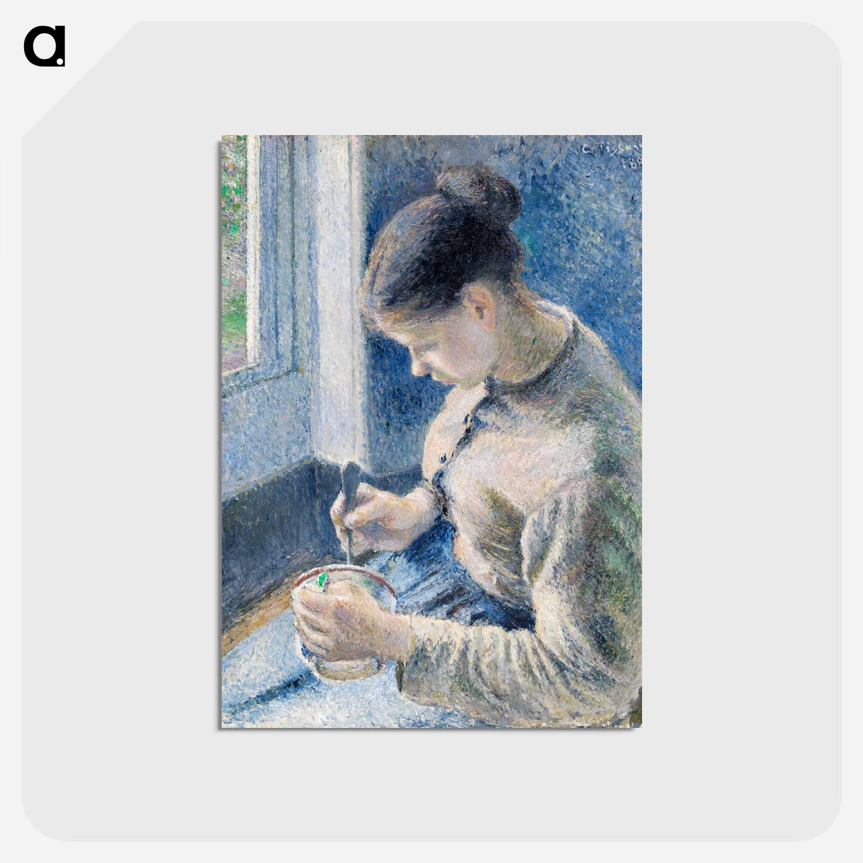 アートポストカード-Young Peasant Having Her Coffee - カミーユ ピサロ Postcard.