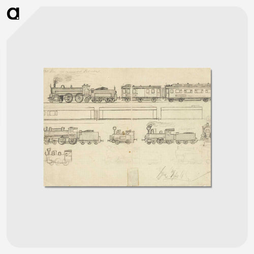 列車と機関車の習作 - エゴン シーレ Postcard.