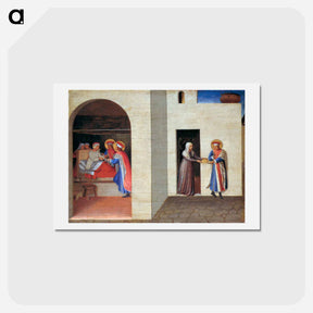 アートポストカード-The Healing of Palladia by Saint Cosmas and Saint Damian - フラ アンジェリコ Postcard.