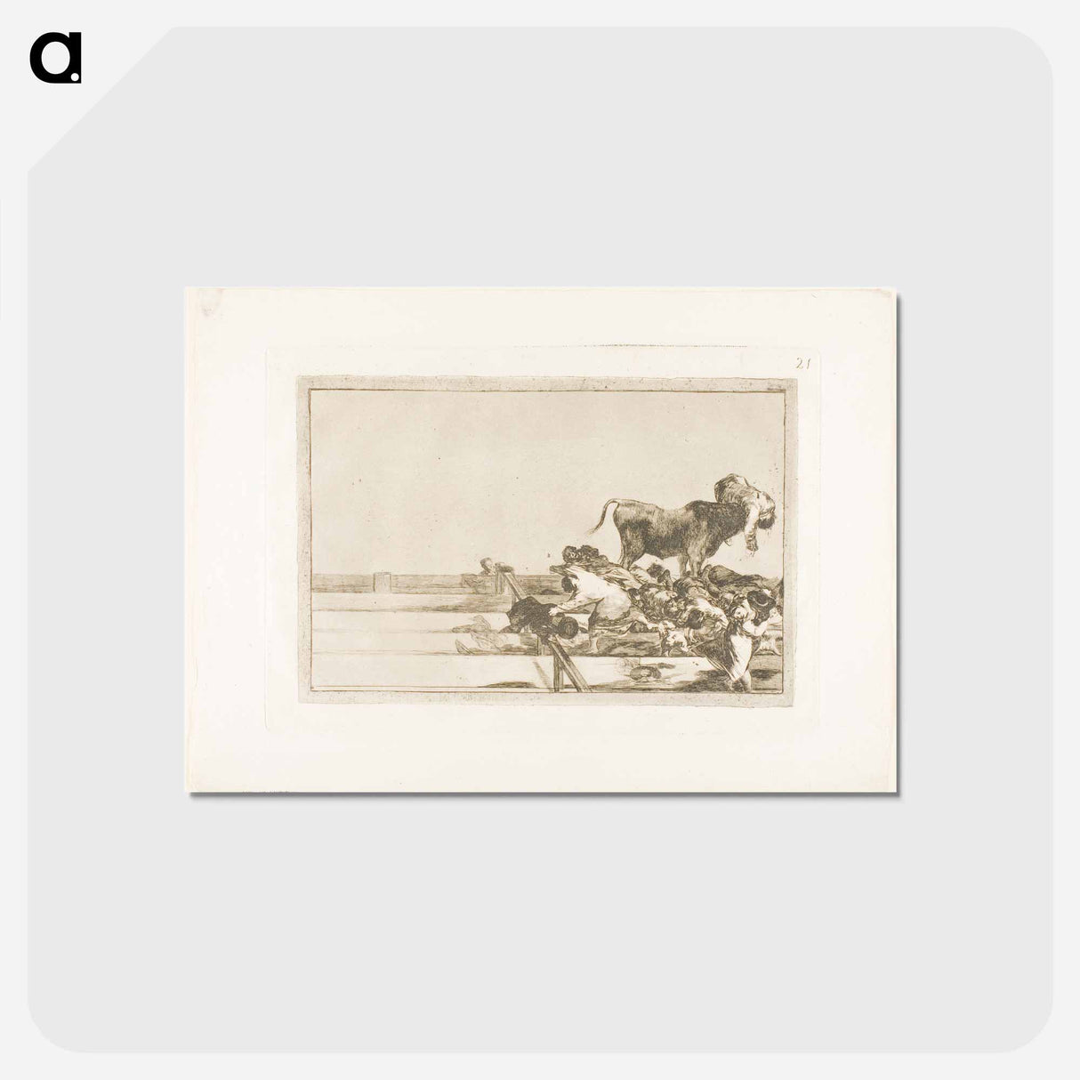 アートポストカード-Dreadful events in the front rows of the ring at Madrid, and death of the mayor of Torrejón - フランシスコ デ ゴヤ Postcard.