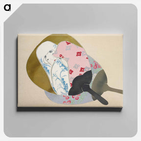 アートパネル-Girl in fan from Momoyogusa–Flowers of a Hundred Generations - 神坂 雪佳 Canvas.