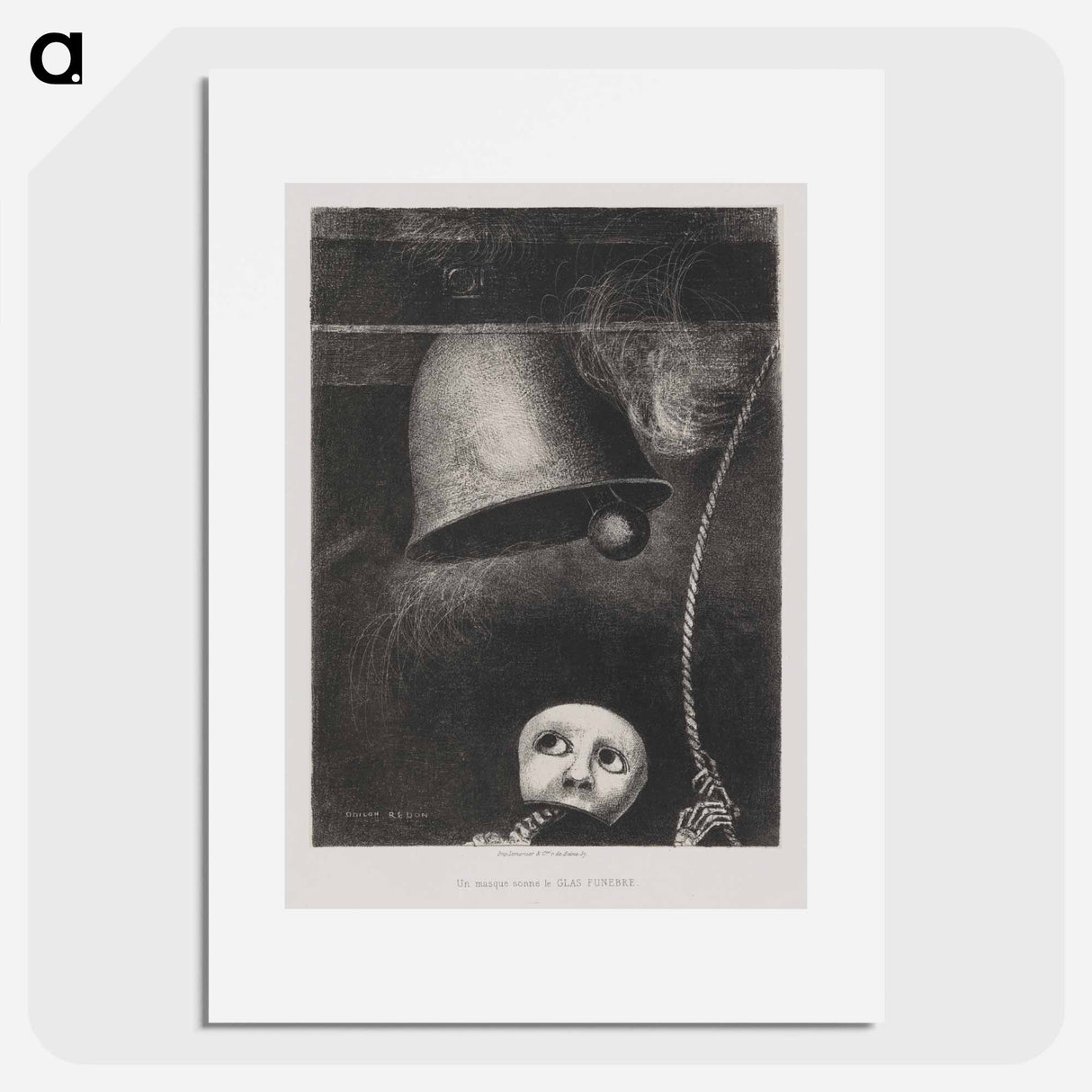 A masque sonne le glas funebre (A masque sonne le glas funebre) - Odilon Redon Poster.