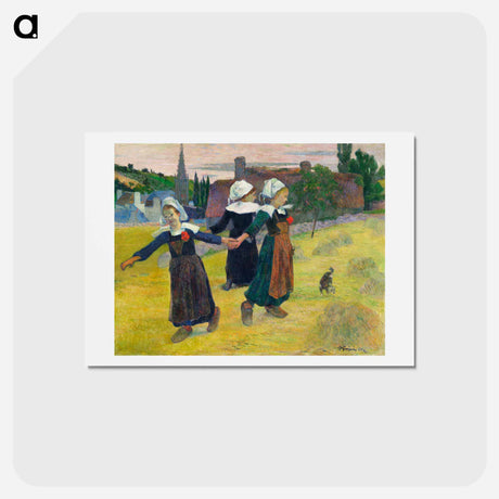 アートポストカード-Breton Girls Dancing, Pont-Aven - ポール ゴーギャン Postcard.
