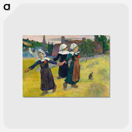 アートポストカード-Breton Girls Dancing, Pont-Aven - ポール ゴーギャン Postcard.