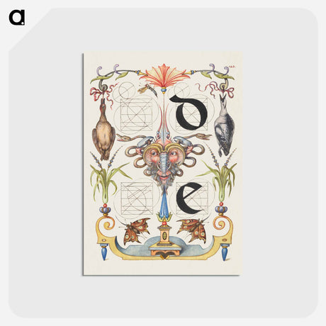 アートポストカード-Guide for Constructing the Letters d and e from Mira Calligraphiae Monumenta
 - 書道のお手本 Postcard.