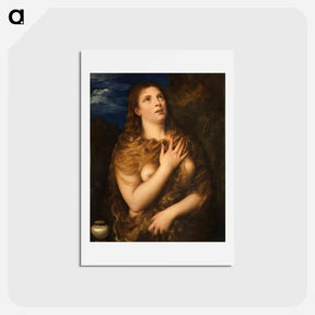 アートポストカード-Mary Magdalen Repentant - ティツィアーノ ヴェチェッリオ Postcard.