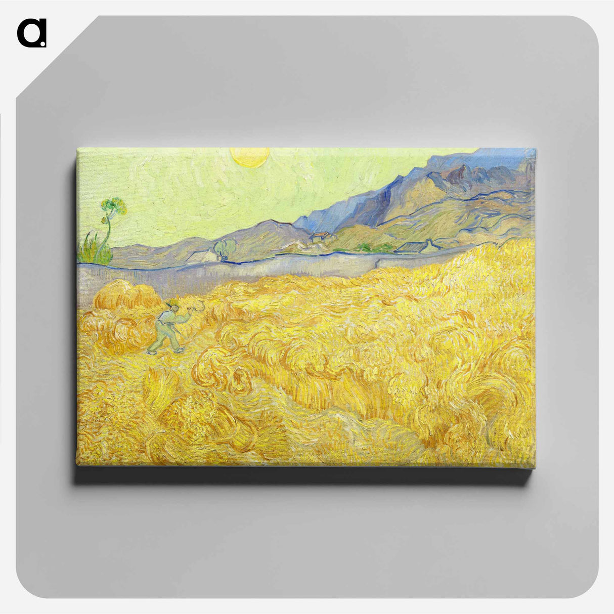 Wheatfield with a reaper - フィンセント ファン ゴッホ Canvas.