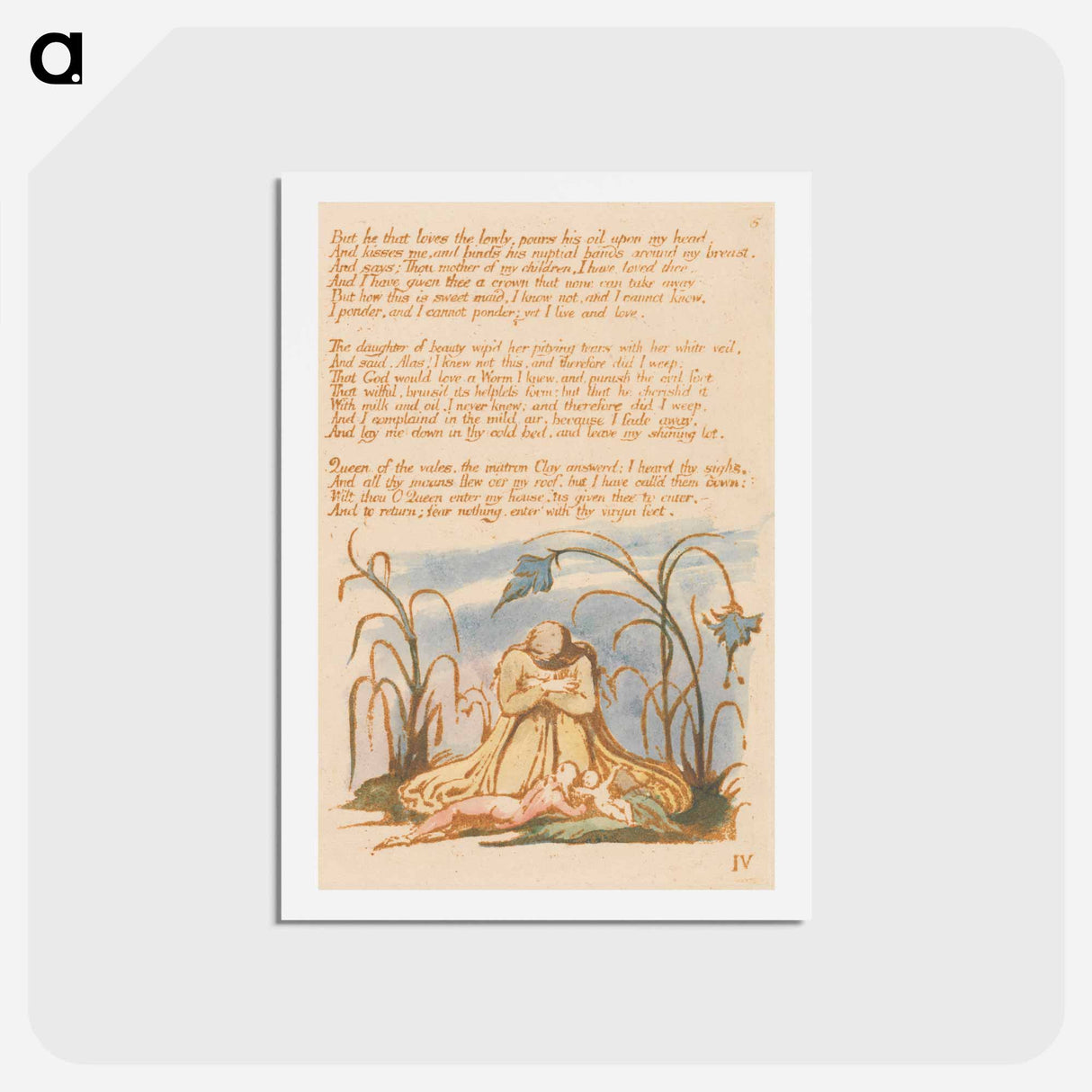 アートポストカード-The Book of Thel, Plate 7 - ウィリアム ブレイク Postcard.