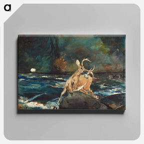 アートパネル-A Good Shot, Adirondacks - ウィンスロー ホーマー Canvas.