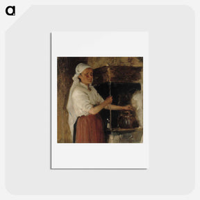 アートポストカード-Elli jäppinen at the stove, study - アルバート エーデルフェルト Postcard.