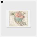 アートポストカード-Amerique du Nord - アンティーク地図 Postcard.