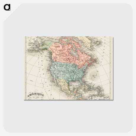 アートポストカード-Amerique du Nord - アンティーク地図 Postcard.