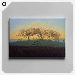 アートパネル-Hills and Ploughed Fields near Dresden - カスパー ダーヴィト フリードリヒ Canvas.