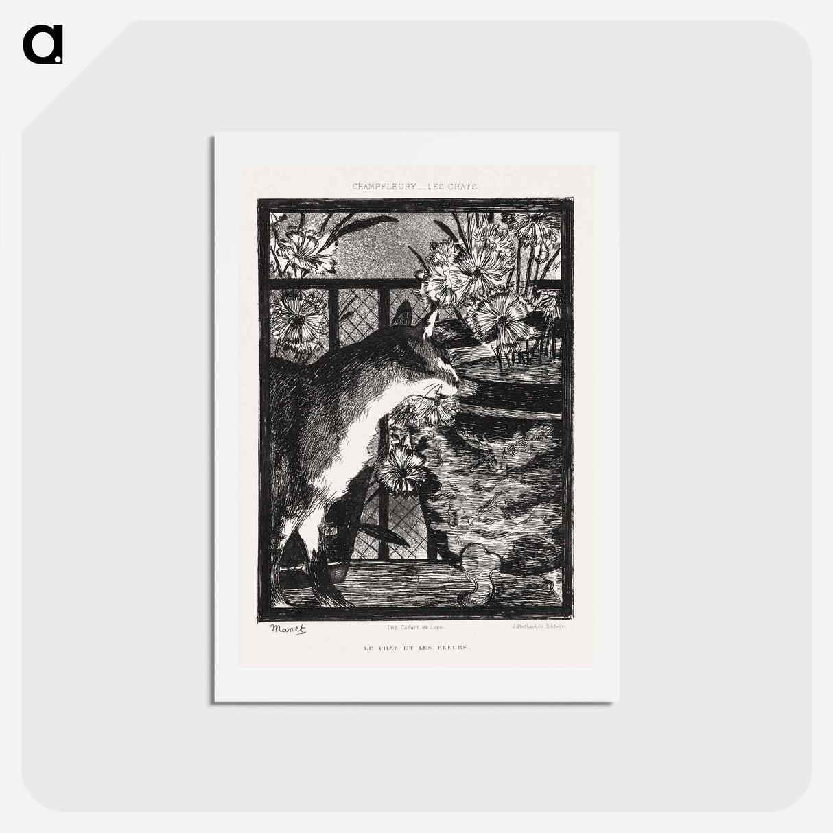 アートポストカード-Les Chats - エドゥアール マネ Postcard.