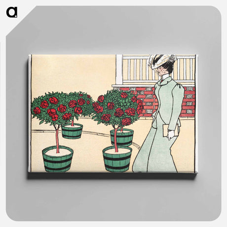 アートパネル-Woman in rose garden - エドワード ペンフィールド Canvas.