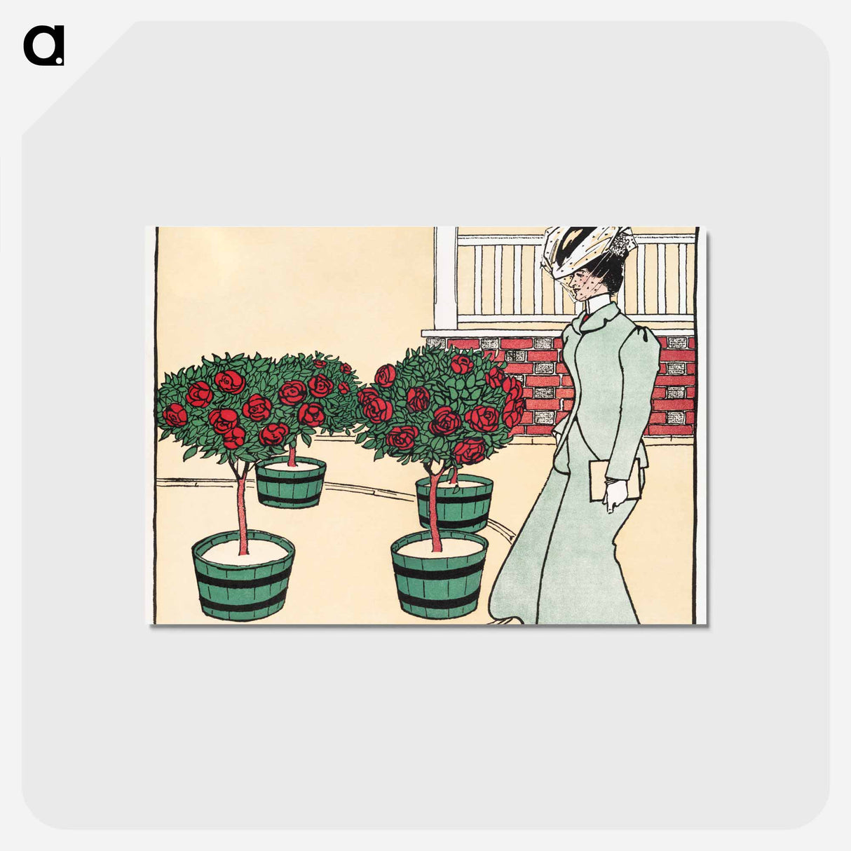 アートポストカード-Woman in rose garden - エドワード ペンフィールド Postcard.