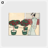 アートポストカード-Woman in rose garden - エドワード ペンフィールド Postcard.