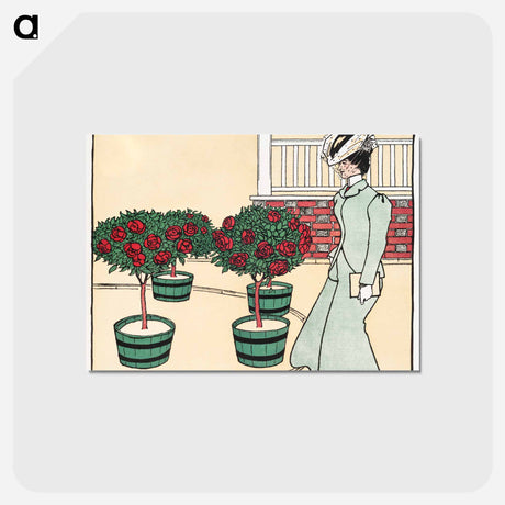 アートポストカード-Woman in rose garden - エドワード ペンフィールド Postcard.