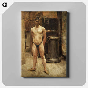 アートパネル-A Male Model Standing before a Stove - ジョン シンガー サージェント Canvas.