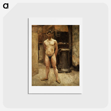 アートポストカード-A Male Model Standing before a Stove - ジョン シンガー サージェント Postcard.