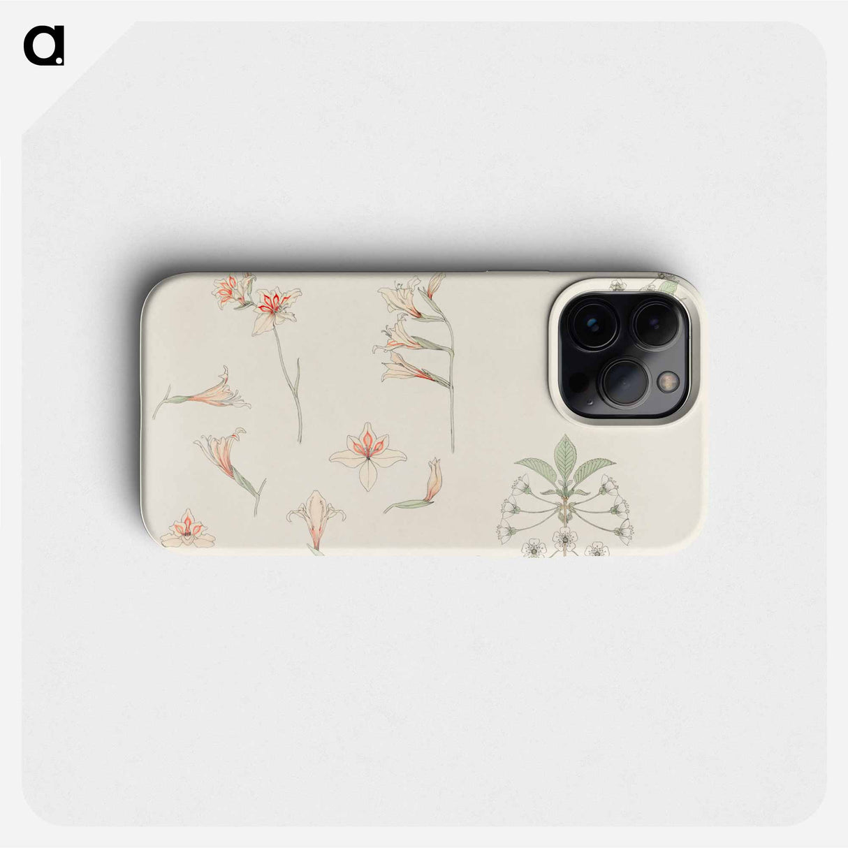 Study sheet with gladiolus and apple blossom - ユリー デ フラーハ Phone Case.