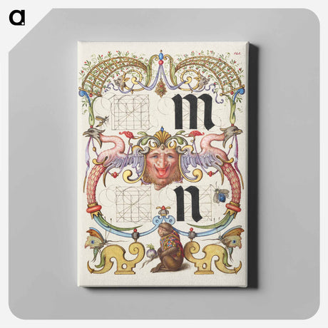 アートパネル-Guide for Constructing the Letters m and n from Mira Calligraphiae Monumenta or The Model Book of Calligraphy
 - 書道のお手本 Canvas.