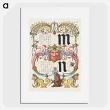 アートポスター-Guide for Constructing the Letters m and n from Mira Calligraphiae Monumenta or The Model Book of Calligraphy
 - 書道のお手本 Poster.