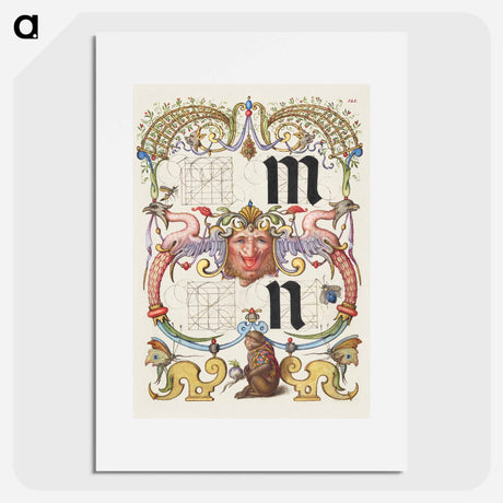 アートポスター-Guide for Constructing the Letters m and n from Mira Calligraphiae Monumenta or The Model Book of Calligraphy
 - 書道のお手本 Poster.