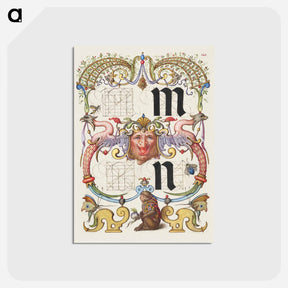 アートポストカード-Guide for Constructing the Letters m and n from Mira Calligraphiae Monumenta or The Model Book of Calligraphy
 - 書道のお手本 Postcard.