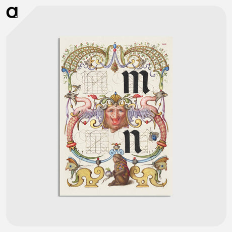 アートポストカード-Guide for Constructing the Letters m and n from Mira Calligraphiae Monumenta or The Model Book of Calligraphy
 - 書道のお手本 Postcard.