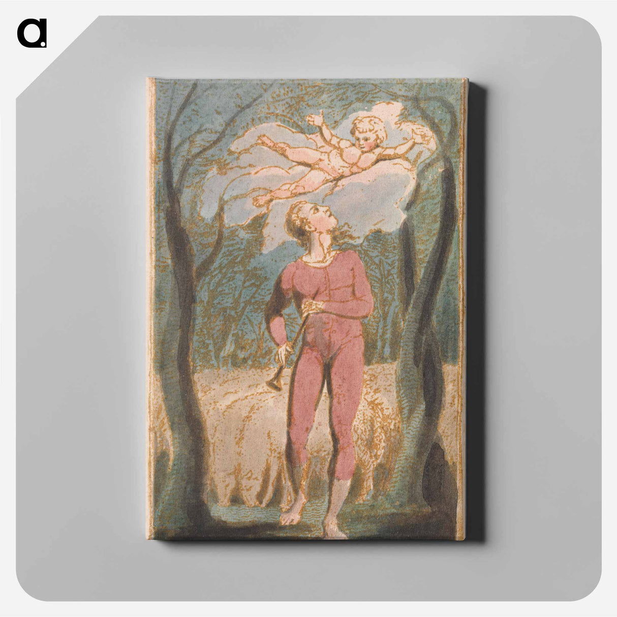 アートパネル-Songs of Innocence, Plate 1, Frontispiece - ウィリアム ブレイク Canvas.
