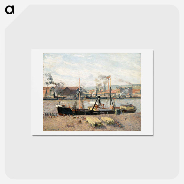 アートポストカード-Port of Rouen, Unloading Wood - カミーユ ピサロ Postcard.