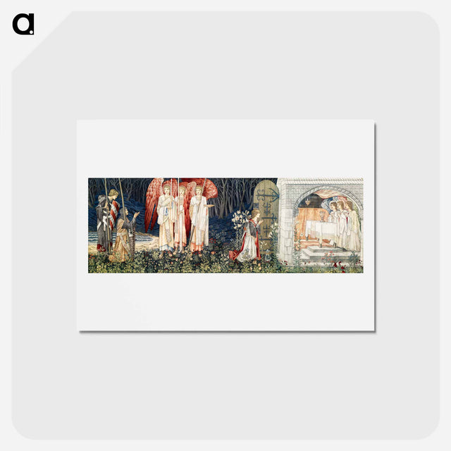 アートポストカード-Quest for the Holy Grail Tapestries: The Attainment; The Vision of the Holy Grail to Sir Galahad, Sir Bors and Sir Percival - エドワード バーン ジョーンズ Postcard.