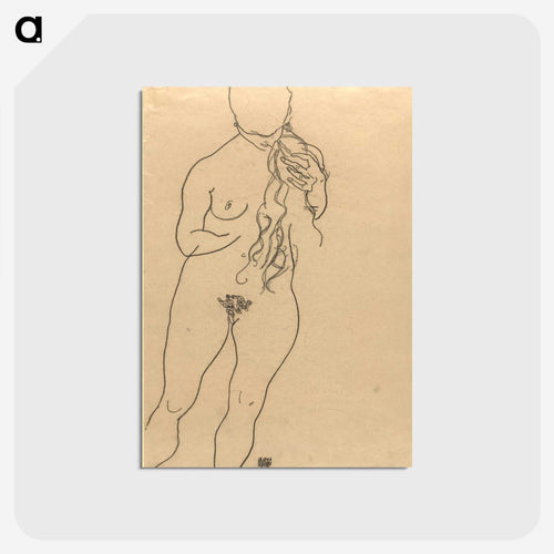 長い髪の裸婦（立像） - エゴン シーレ Postcard.