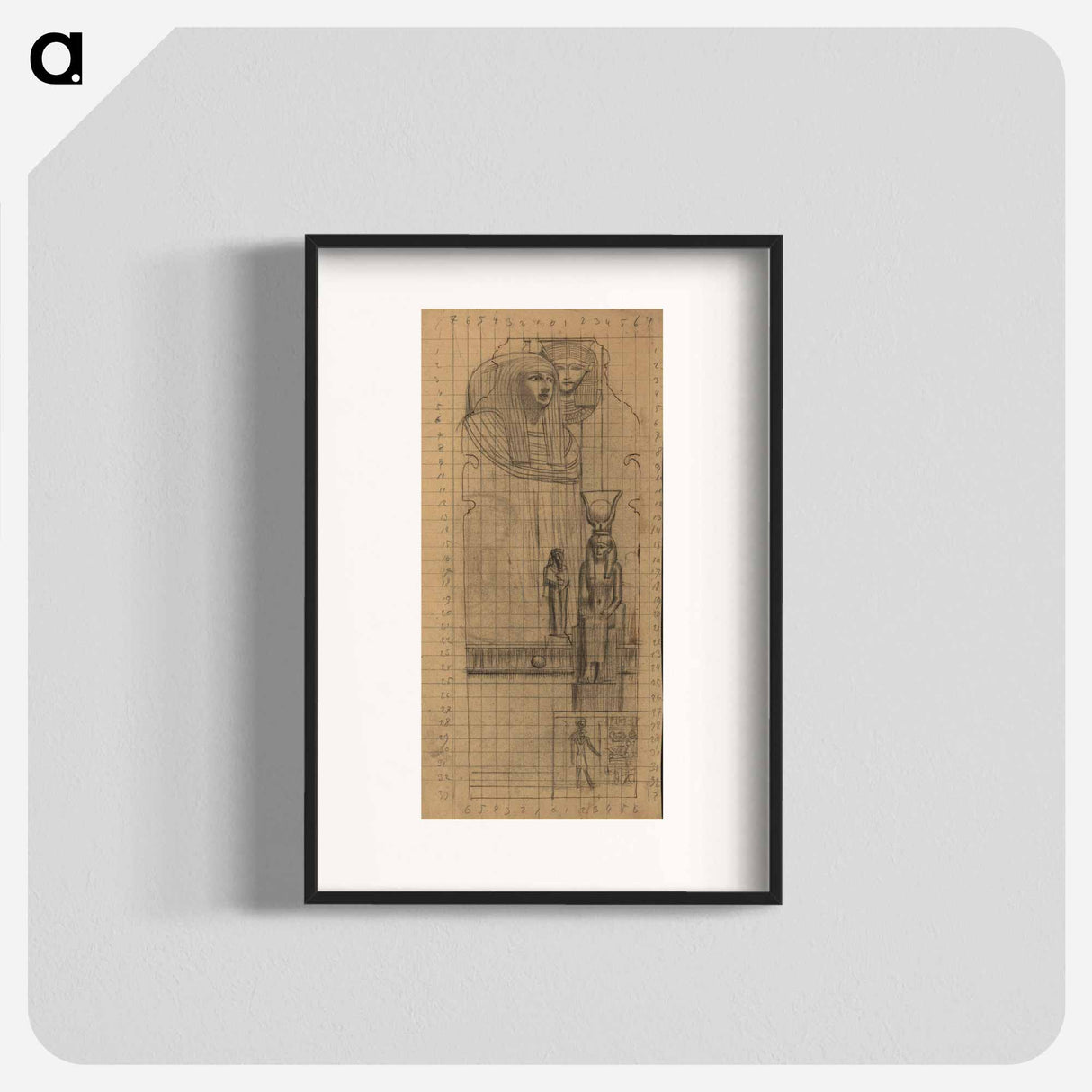 Draft for the intercolumn painting "Egyptian Art II" - グスタフ クリムト Poster.