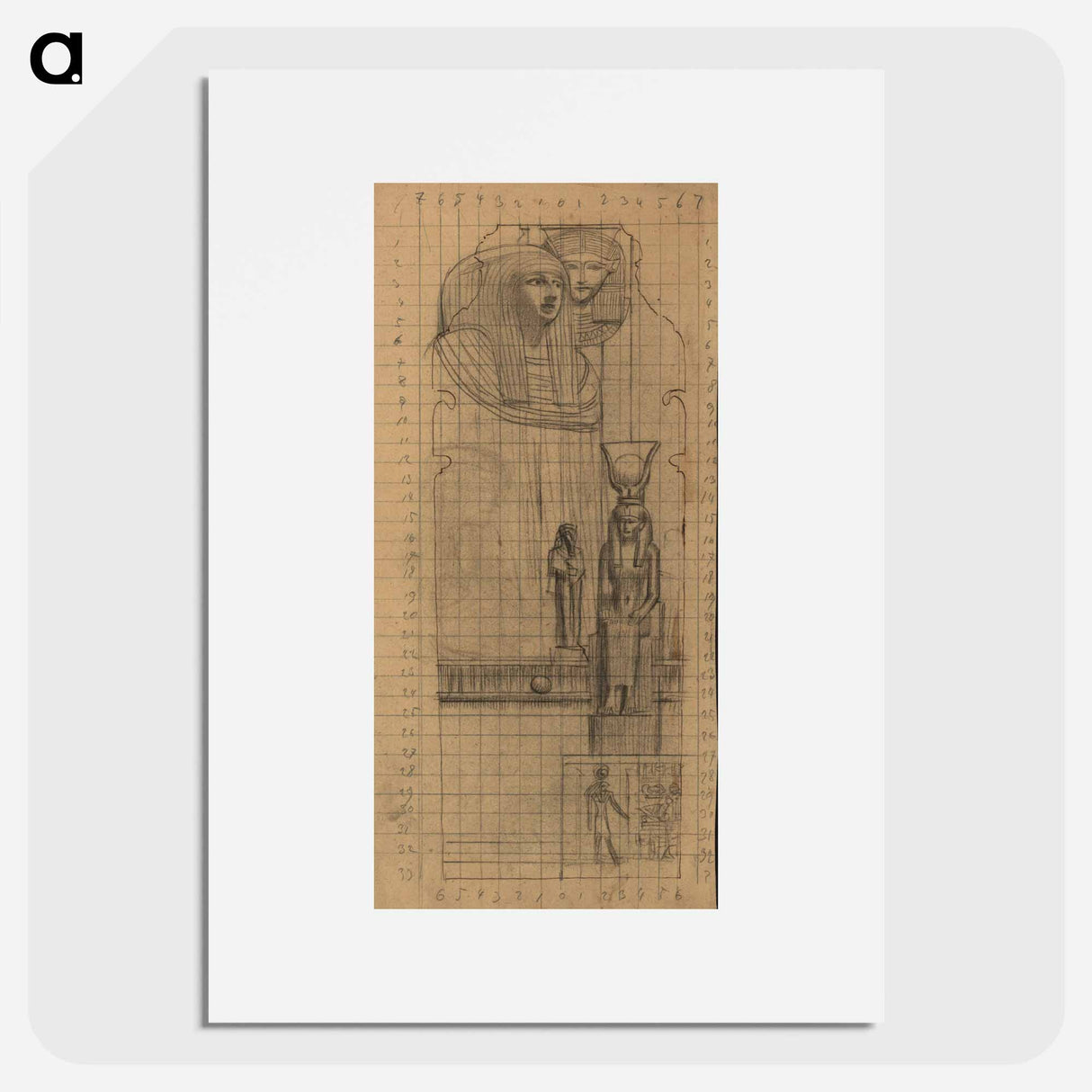 Draft for the intercolumn painting "Egyptian Art II" - グスタフ クリムト Poster.