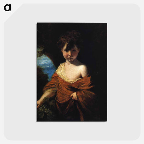アートポストカード-Boy Holding a Bunch of Grapes - ジョシュア レノルズ Postcard.